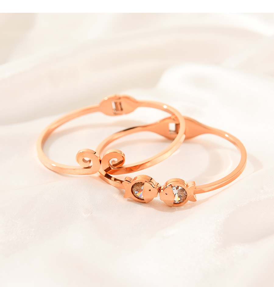 Fashion Rose Gold-3 Titanium Steel Irregular Pendant Bracelet,Bracelets