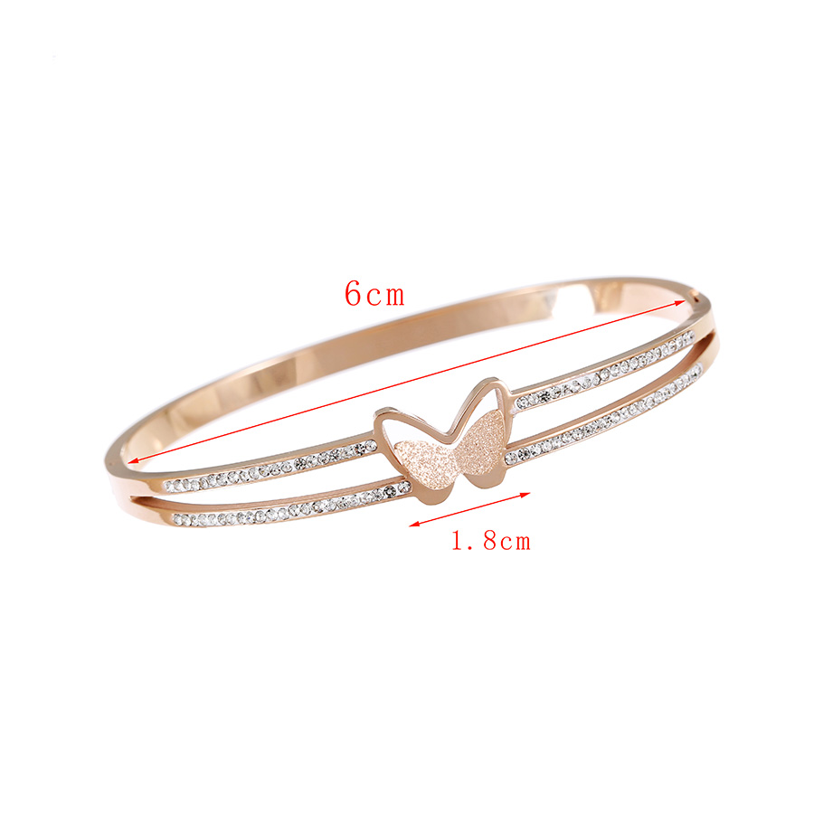 Fashion Rose Gold Titanium Steel Inlaid Zirconium Butterfly Bracelet,Bracelets