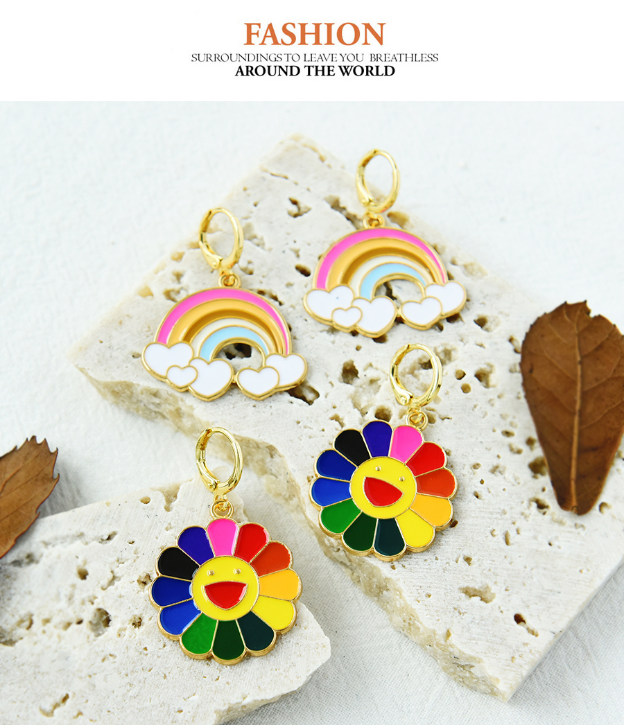 Fashion Color Alloy Oil Drop Flower Earrings,Stud Earrings