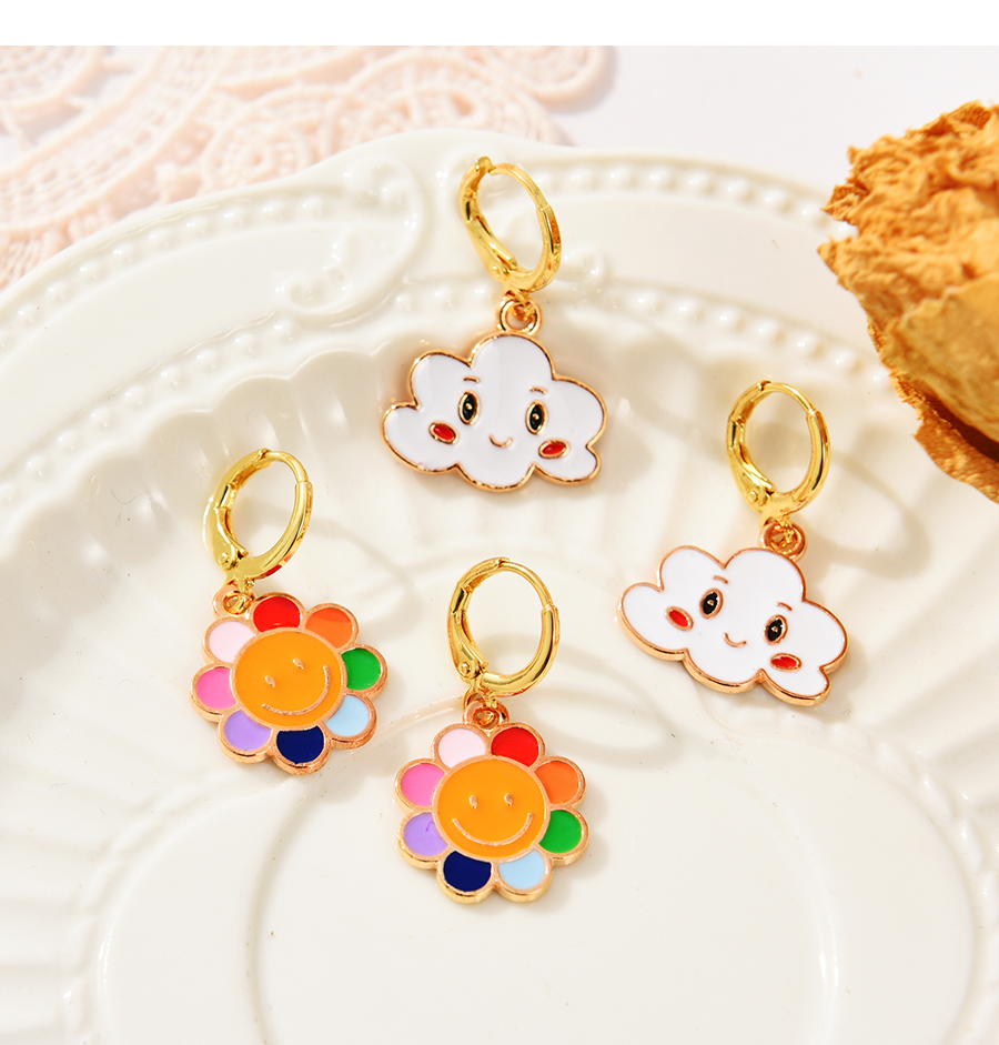 Fashion Color Alloy Oil Drop Flower Earrings,Stud Earrings