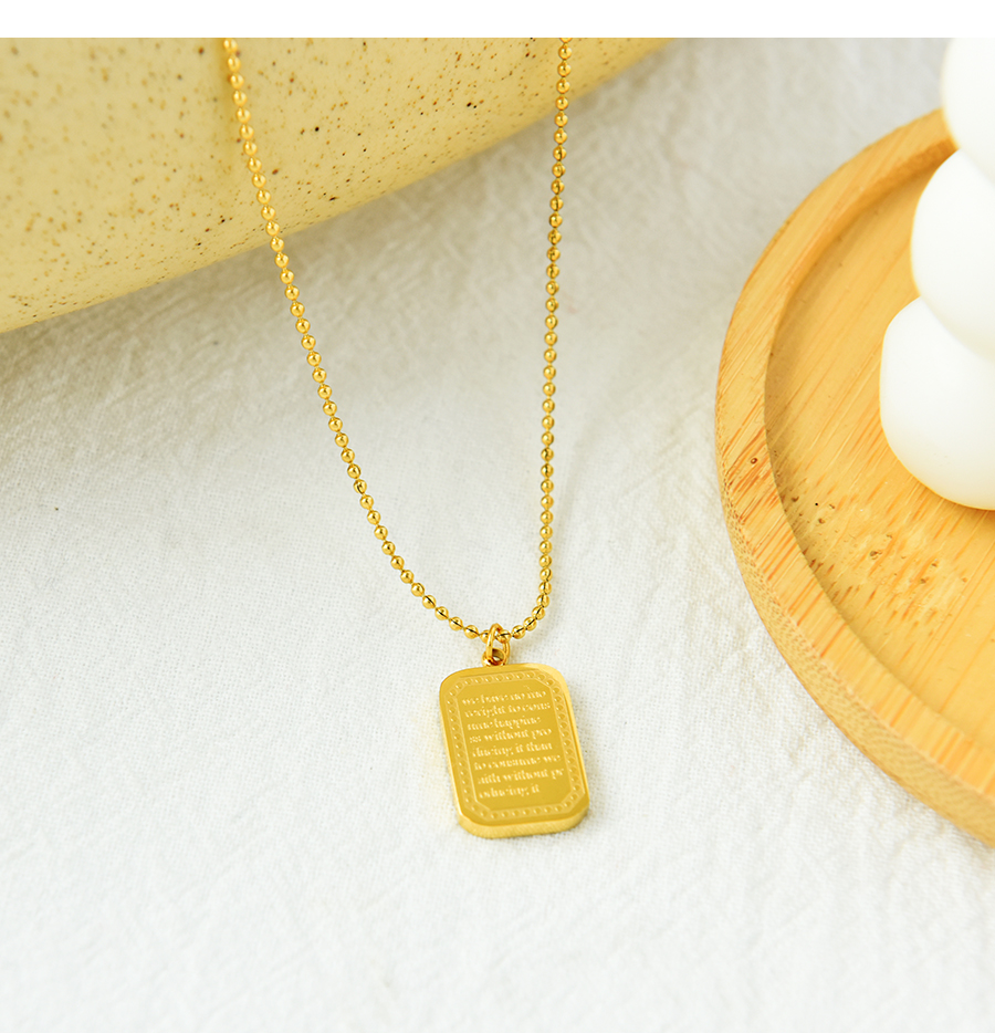 Fashion Gold Titanium Letter Square Necklace,Necklaces