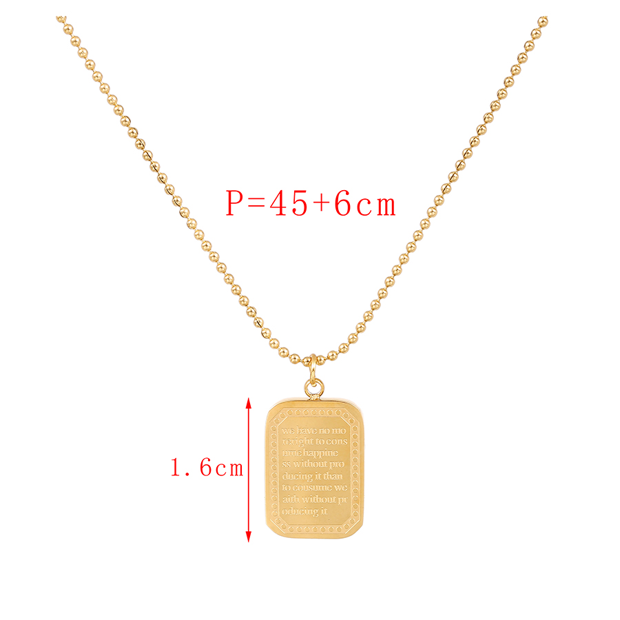 Fashion Gold Titanium Letter Square Necklace,Necklaces