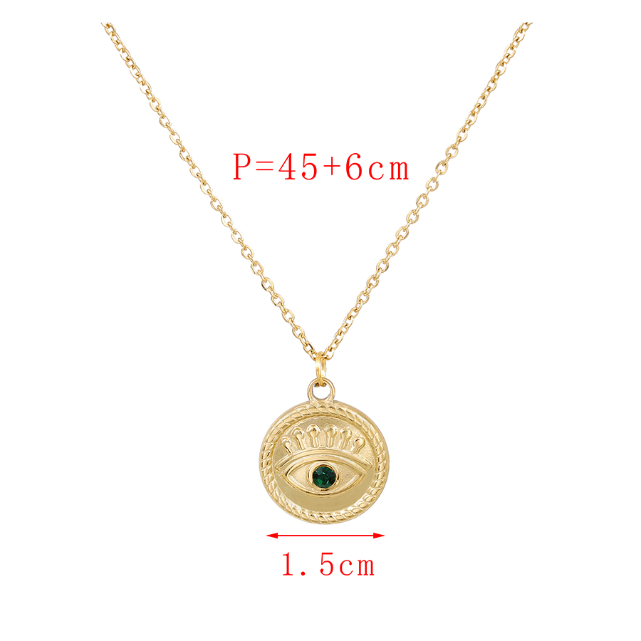 Fashion Golden-2 Titanium Steel Inlaid Zirconium Eye Necklace,Necklaces