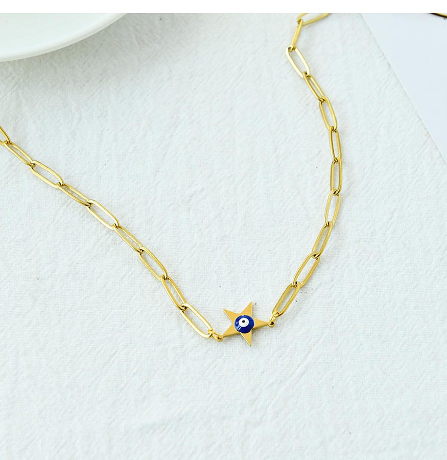 Fashion Gold Titanium Steel Oil Drop Five-pointed Star Eye Bracelet,Bracelets