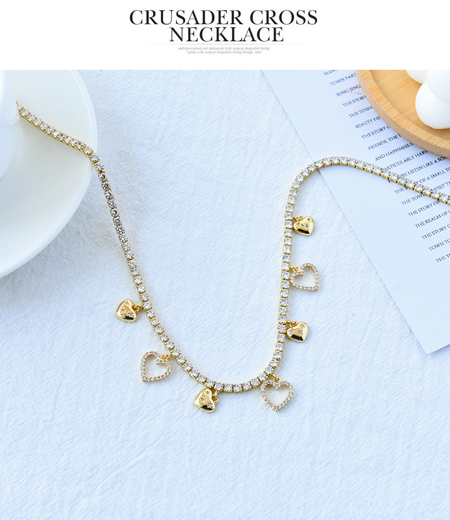 Fashion Gold Copper Inlaid Zirconium Heart Bracelet,Necklaces
