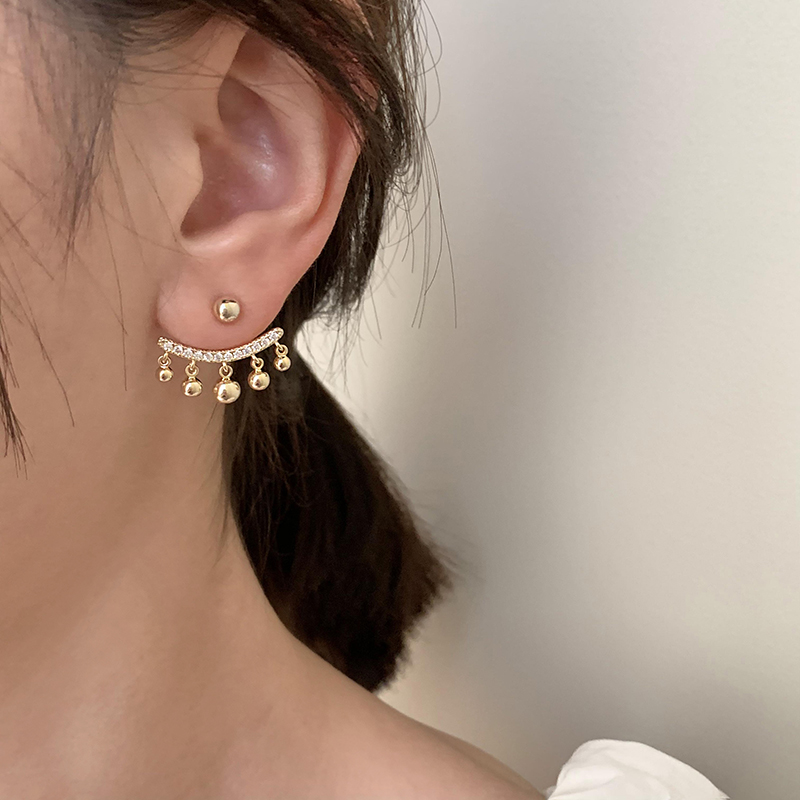 Fashion Gold Alloy Inlaid Zirconium Tassel Earrings,Stud Earrings