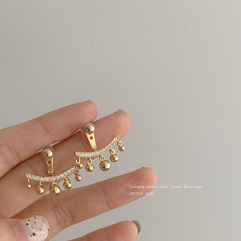 Fashion Gold Alloy Inlaid Zirconium Tassel Earrings,Stud Earrings