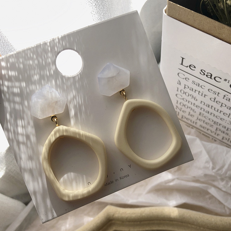 Fashion Off White Geometric Hollow Earrings,Stud Earrings