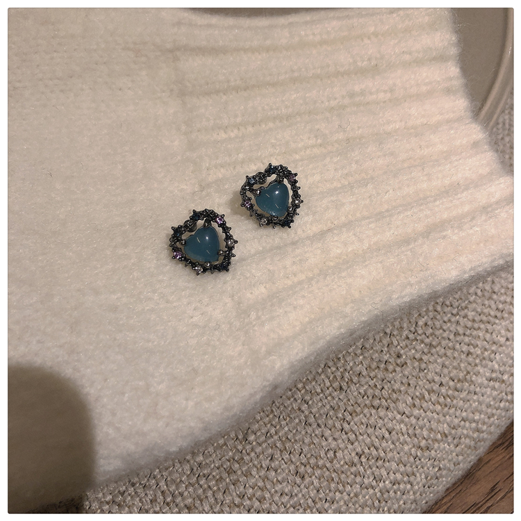 Fashion Blue Alloy Geometric Peach Heart Ear Studs,Stud Earrings