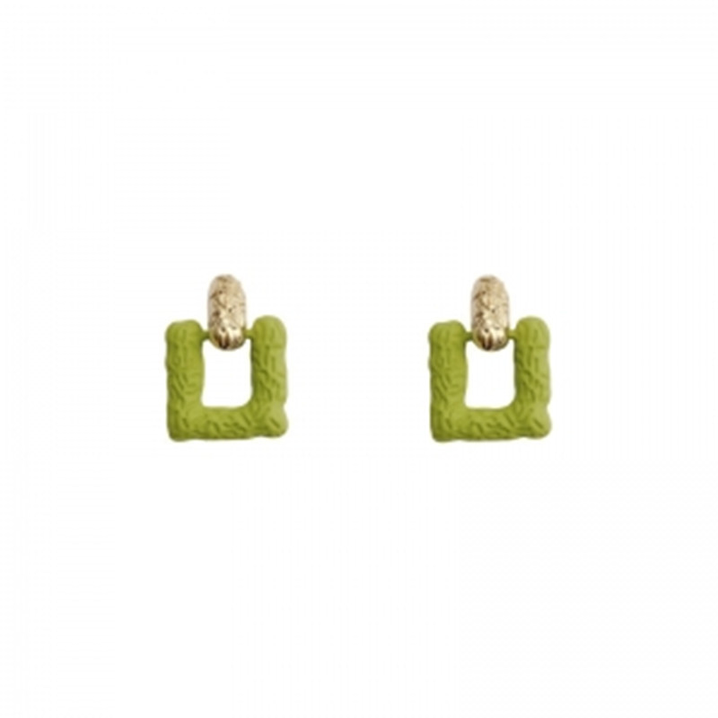 Fashion Green Geometric Metal Pleated Square Earrings,Stud Earrings