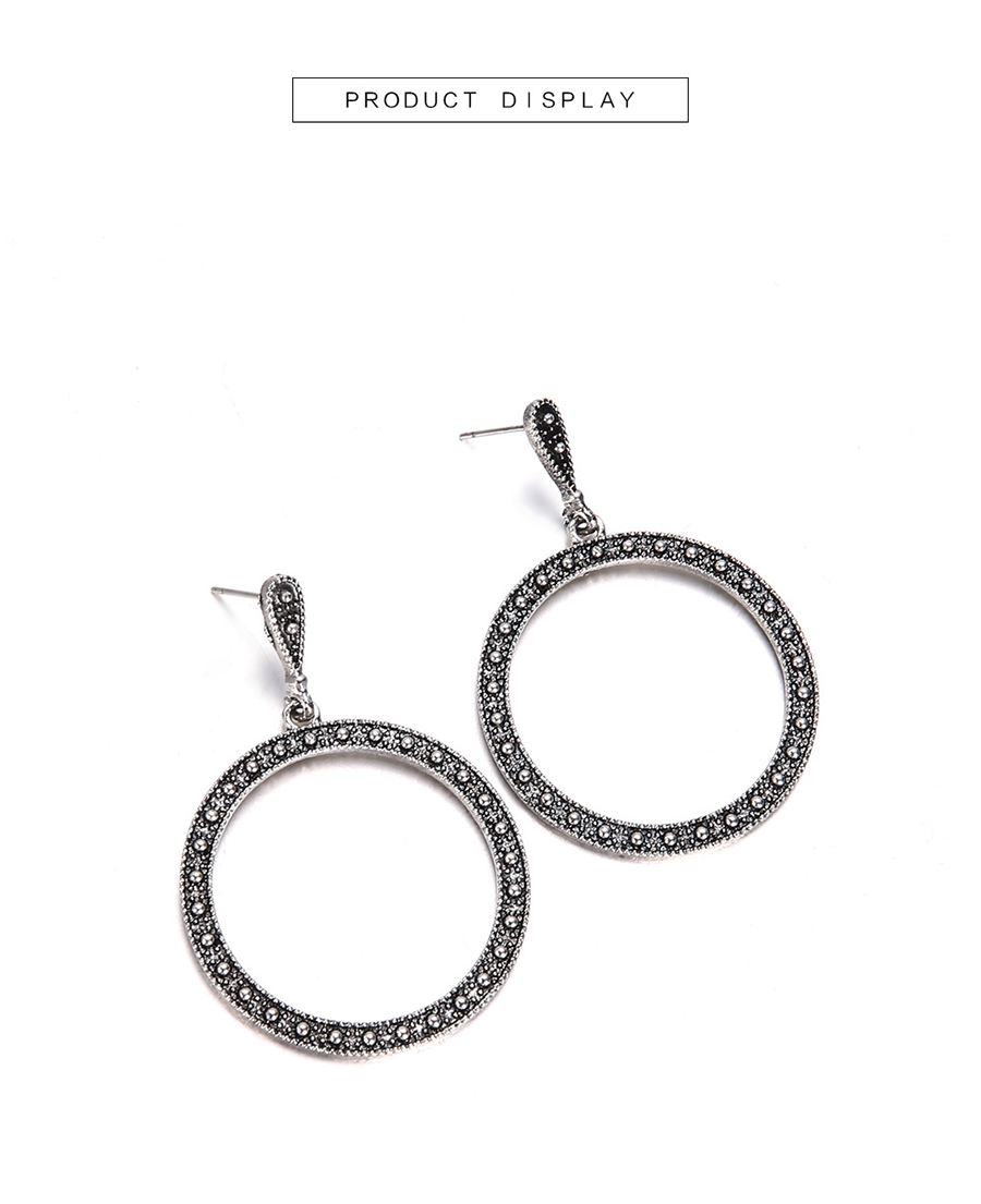 Fashion Silver Large Circle Earrings With Micro Diamonds,Drop Earrings