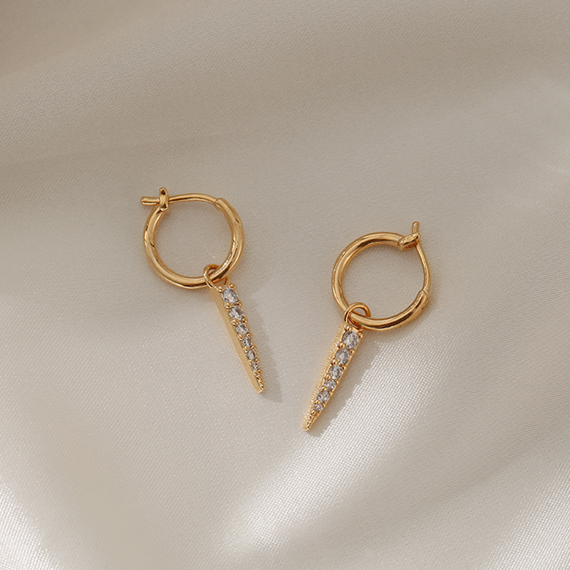 Fashion Gold Alloy Diamond Nail Earrings,Hoop Earrings