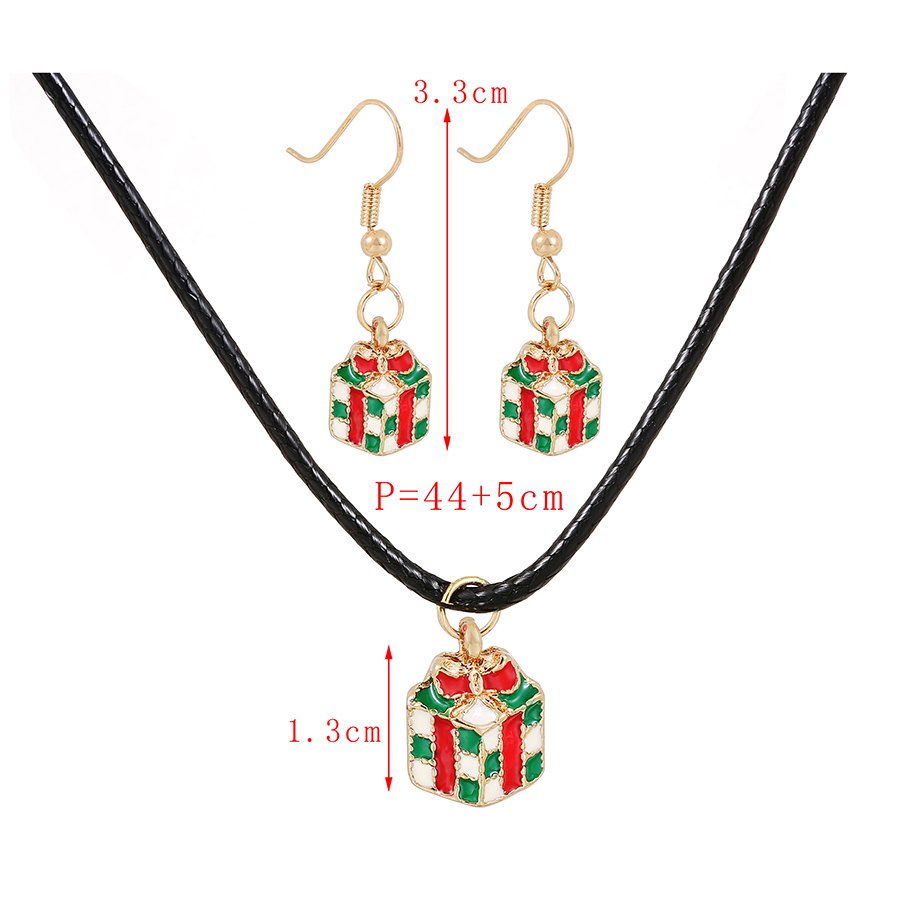 Fashion Color Alloy Drop Oil Christmas Bow Earrings Necklace Set,Jewelry Sets