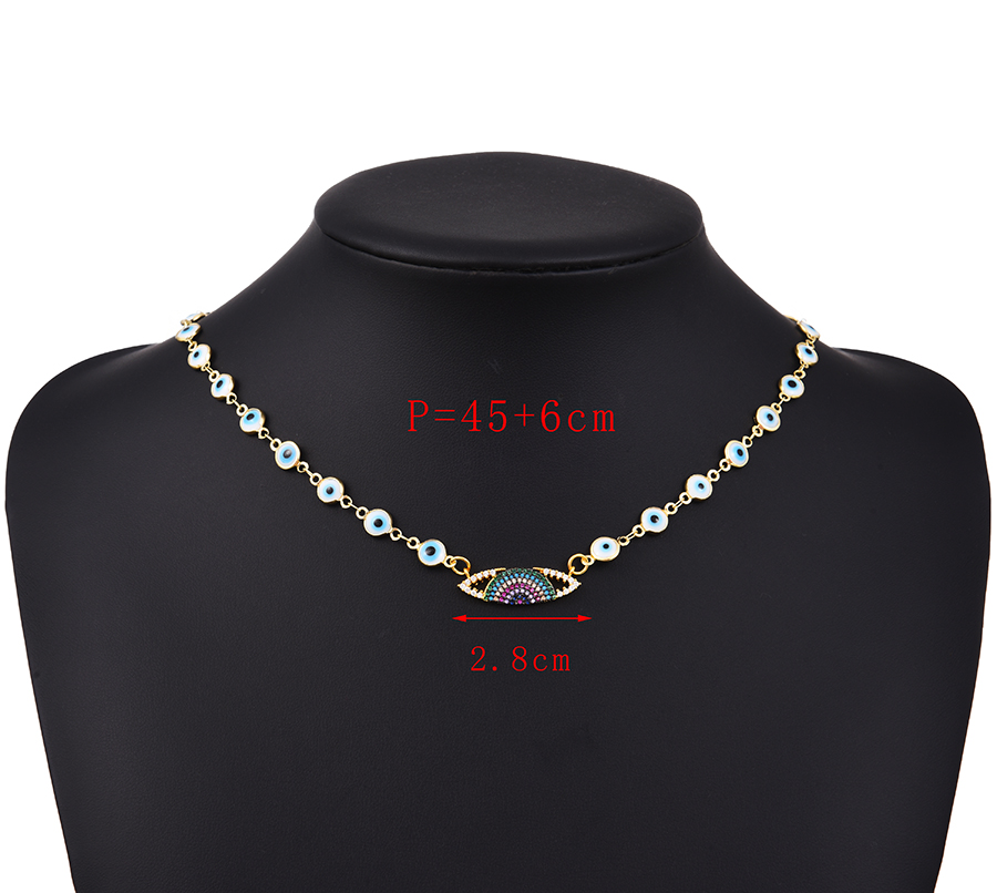 Fashion Blue Copper Inlaid Zirconium Eye Necklace,Necklaces