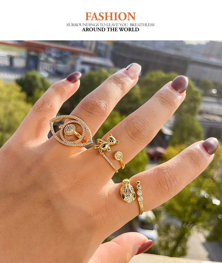 Fashion Gold Copper Inlaid Zirconium Serpentine Ring,Rings