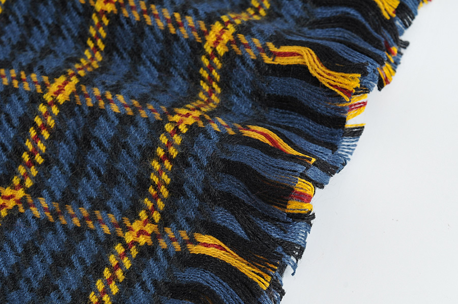 Fashion Navy Blue Cashmere Check Fringed Shawl,knitting Wool Scaves