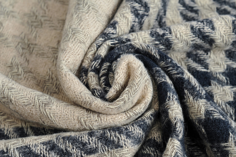 Fashion Coffee Blue Colorblock Houndstooth Imitation Cashmere Tassel Shawl,knitting Wool Scaves