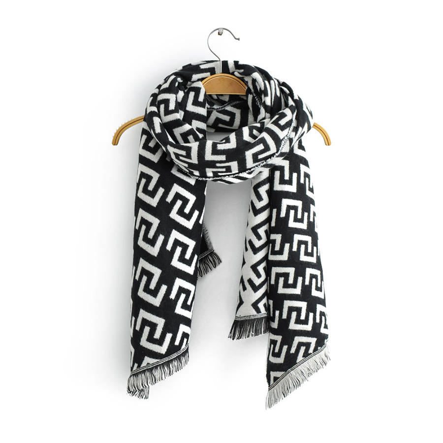 Fashion Black Coffee Double C Printing Double-sided Cashmere Shawl,knitting Wool Scaves