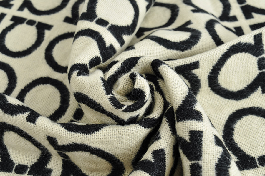 Fashion Black Coffee Color Geometric Print Double-sided Cashmere Shawl,knitting Wool Scaves