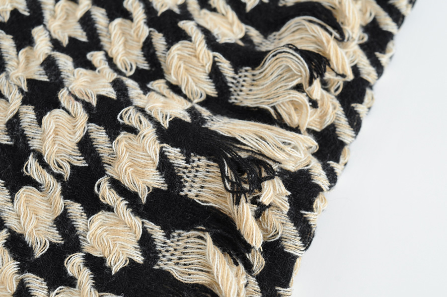 Fashion Black Cloud Houndstooth Print Fringed Shawl,knitting Wool Scaves
