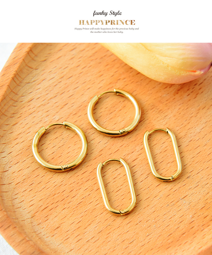Fashion Golden-2 Titanium Steel Geometric Circle Ear Ring,Earrings