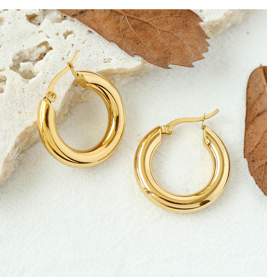 Fashion Gold Titanium Steel Geometric Circle Ear Ring,Earrings