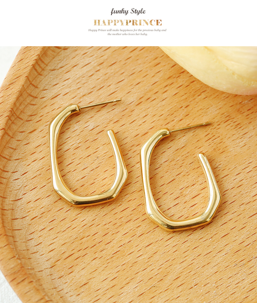 Fashion Gold Titanium Steel Irregular Geometric Earrings,Earrings