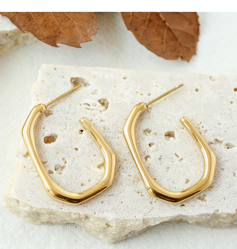 Fashion Gold Titanium Steel Irregular Geometric Earrings,Earrings