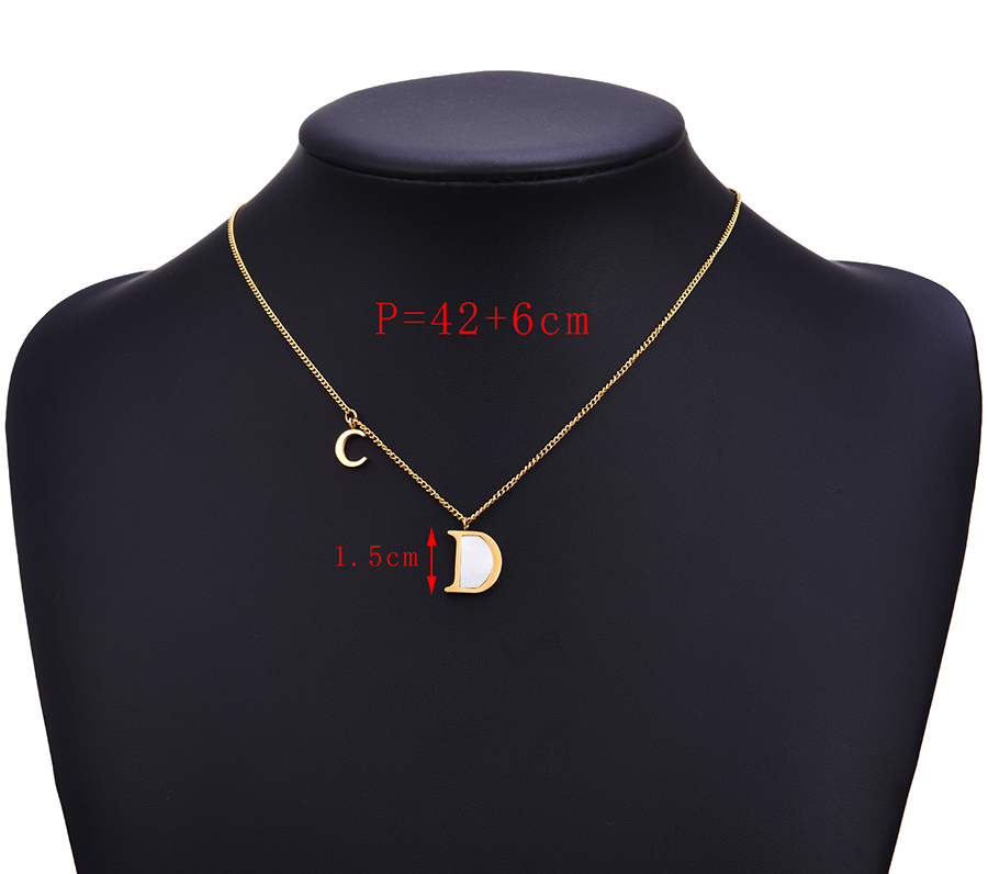 Fashion Gold Titanium Steel Letter Shell Necklace,Necklaces