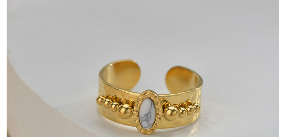 Fashion 4# Titanium Steel Geometric Turquoise Open Ring,Rings