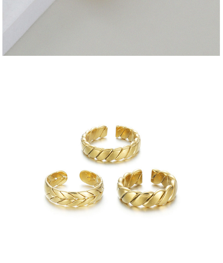 Fashion 3# Titanium Steel Wheat Ear Thread Open Ring,Rings