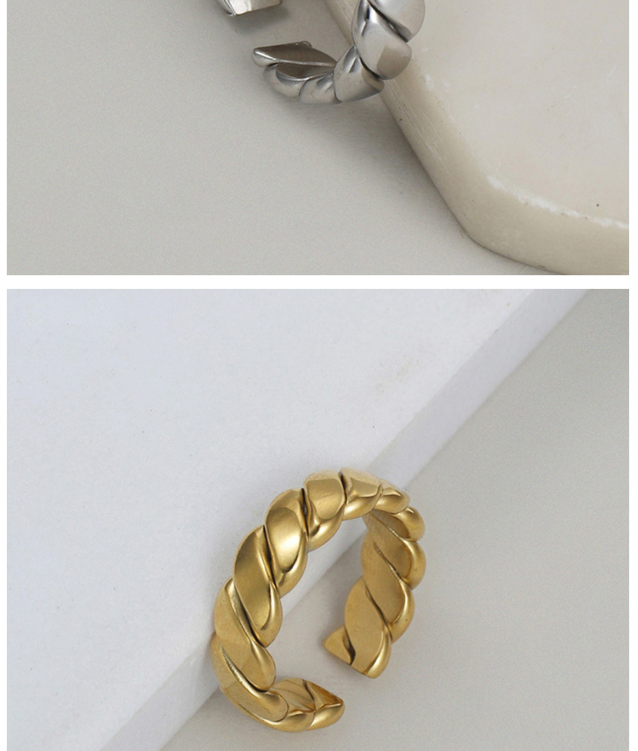 Fashion 3# Titanium Steel Wheat Ear Thread Open Ring,Rings