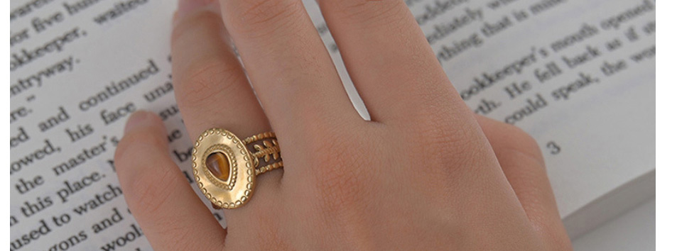 Fashion Gold Titanium Steel Hollow Leaf Inlaid Loose Ring,Rings