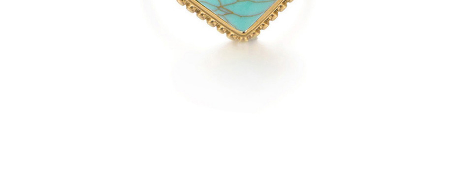 Fashion Gold Titanium Steel Inlaid Turquoise Lace Square Ring,Rings