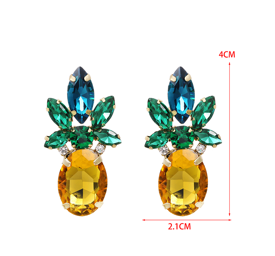 Fashion Yellow Alloy Diamond Geometric Stud Earrings,Stud Earrings
