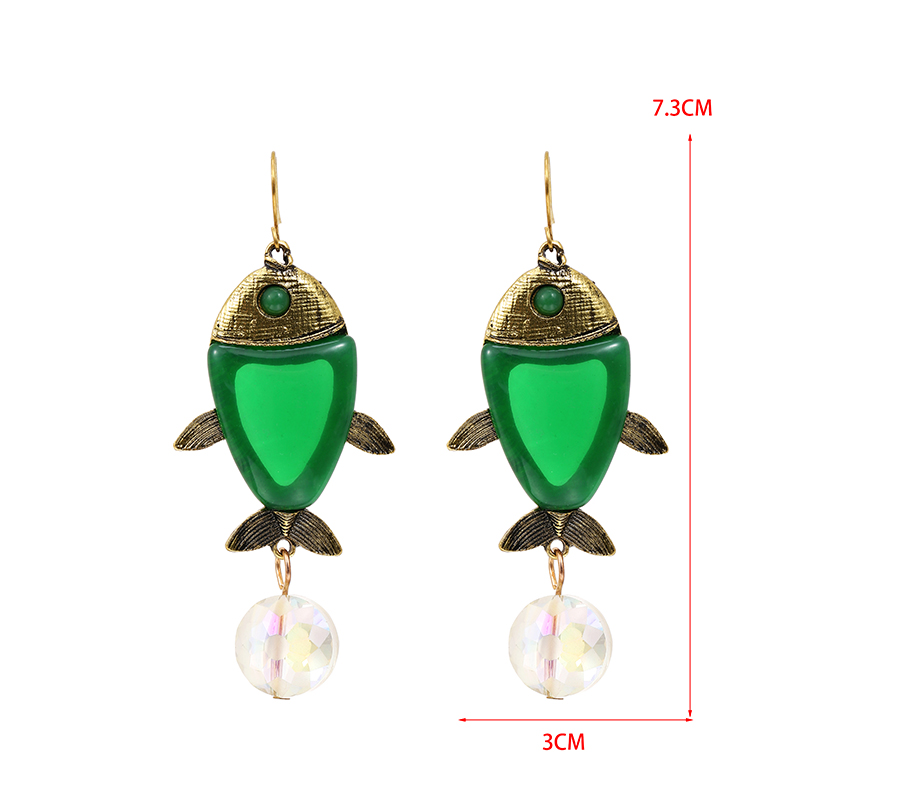Fashion Green Alloy Resin Fish Earrings,Drop Earrings