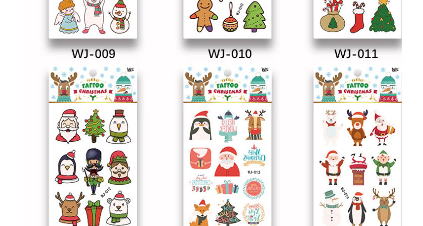 Fashion Wj-011 Children Cartoon Christmas Tattoo Stickers,Festival & Party Supplies