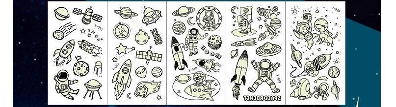 Fashion Y-020 Children Cartoon Spaceship Spaceman Luminous Tattoo Stickers,Festival & Party Supplies
