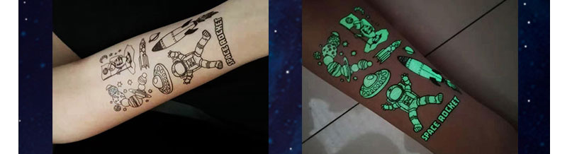 Fashion Y-020 Children Cartoon Spaceship Spaceman Luminous Tattoo Stickers,Festival & Party Supplies
