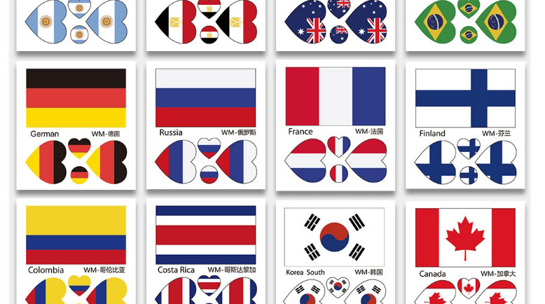 Fashion U.k Environmental Protection World Flag Face Tattoo Stickers Waterproof,Festival & Party Supplies