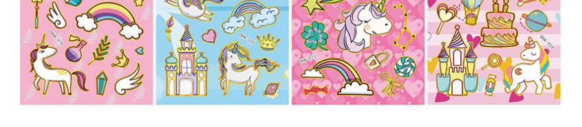 Fashion Oha Unicorn 8 Piece Set Cartoon Unicorn Dinosaur Bronzing Sticker Tattoo Stickers Set,Festival & Party Supplies