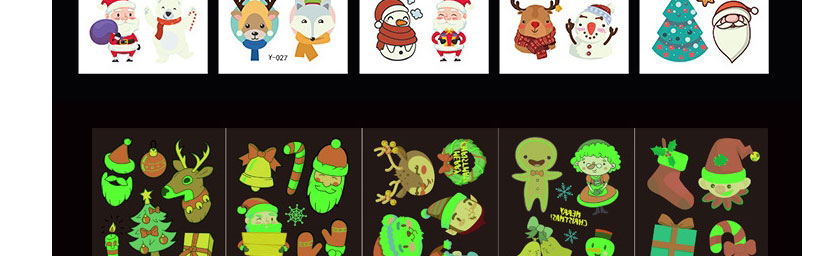 Fashion 9# Cartoon Christmas Luminous Waterproof Tattoo Sticker,Festival & Party Supplies