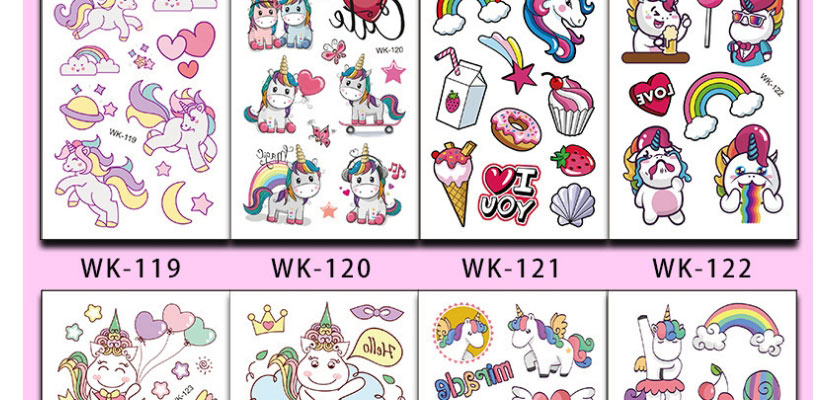 Fashion Unicorn Wk-128 Cartoon Unicorn Mermaid Single Tattoo Sticker,Festival & Party Supplies