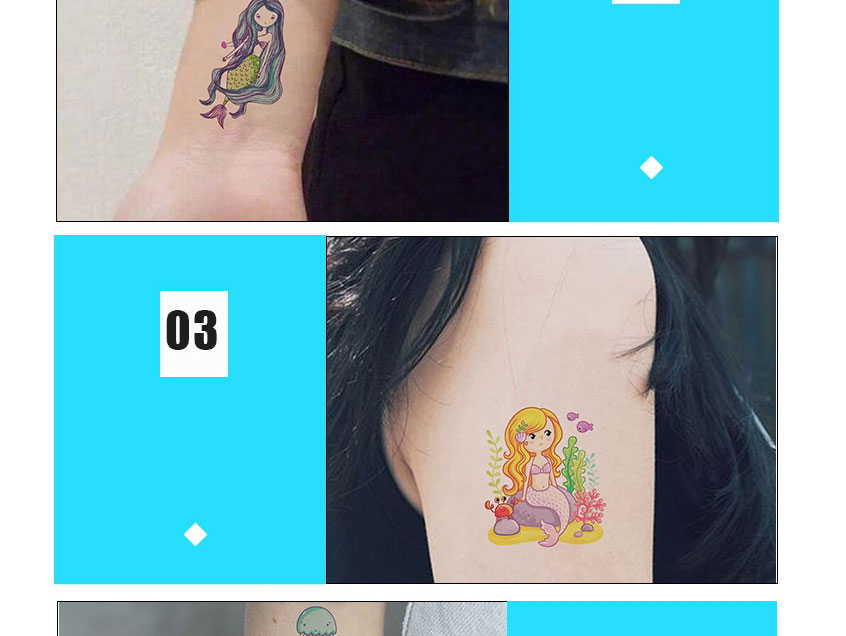 Fashion Mermaid Wk-168 Cartoon Mermaid Sticker Tattoo Sticker,Festival & Party Supplies