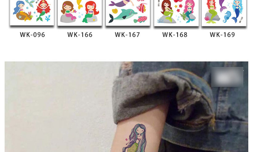 Fashion Pirate Wk-029 Cartoon Pirate Shark Mermaid Tattoo Sticker,Festival & Party Supplies