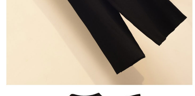 Fashion Black Lapel Geometric Texture-breasted Cardigan Wide-leg Pants Suit,Suits