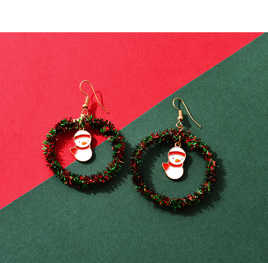 Fashion Snowman Alloy Ribbon Circle Christmas Earrings,Drop Earrings