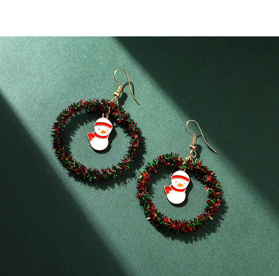 Fashion Snowman Alloy Ribbon Circle Christmas Earrings,Drop Earrings