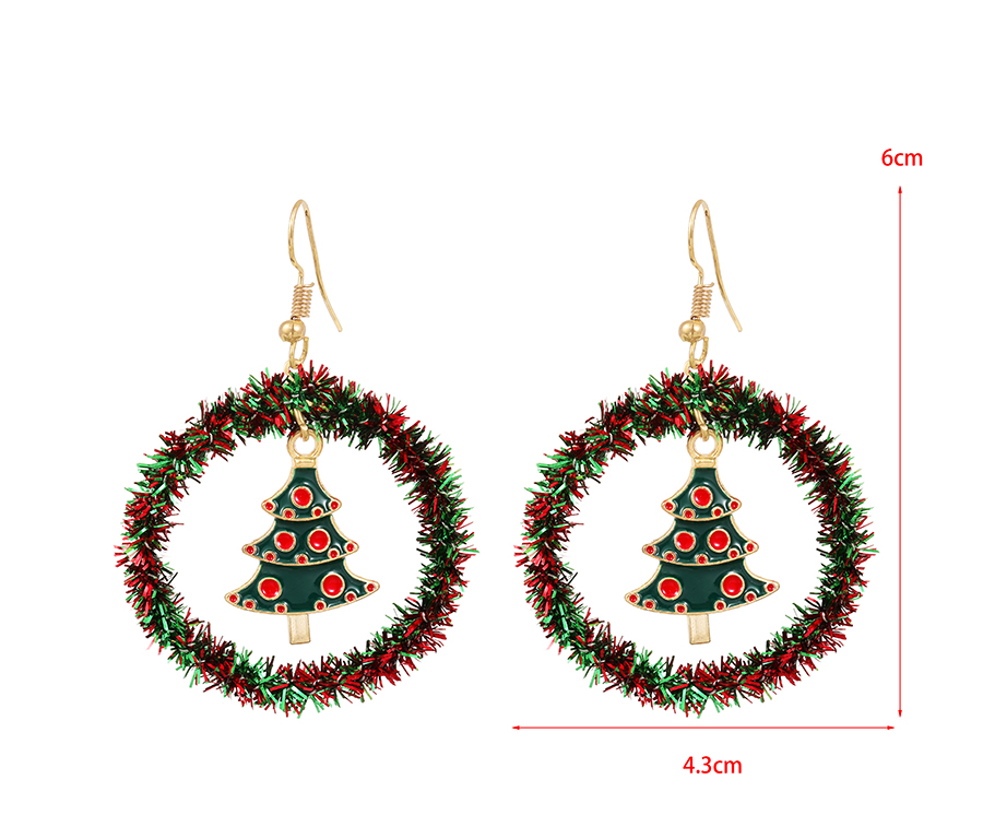 Fashion Christmas Tree Alloy Ribbon Circle Christmas Earrings,Drop Earrings