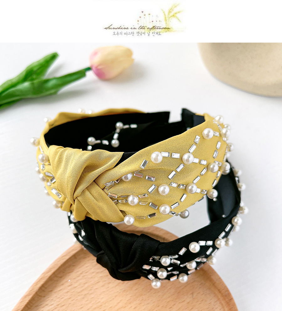 Fashion Red Fabric Pearl Hot Rhinestone Knotted Hair Band,Head Band